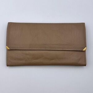 Vintage‎ Rolfs Tan Cowhide Leather Snake Embossed Snap Button Bifold Coin Wallet
